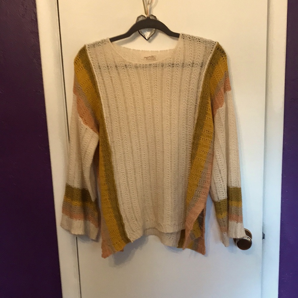 Boutique brand open knit sweater with bell sleeves